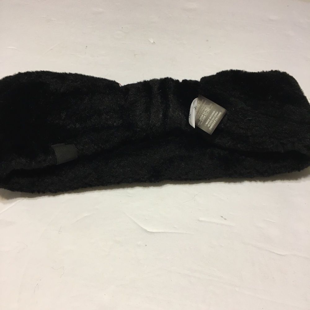 Calvin Klein Black Faux Fur knotted Hair Head Band